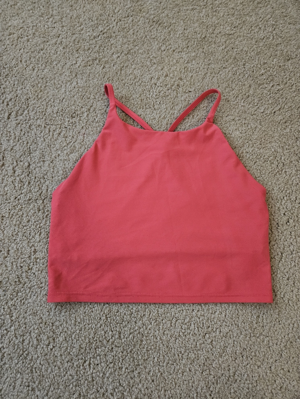 Old Navy Women's Size Large L Coral Pink Cropped Cami Tank Top with Built-in Bra